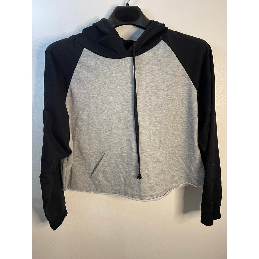 rue+ Girls Gray Black Raglan Cropped Hoodie Sweatshirt Size 2X‎